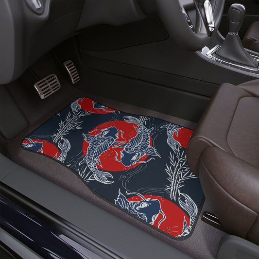 Car Floor Mats, 1pc (Front & Back Option) - Playing Koi